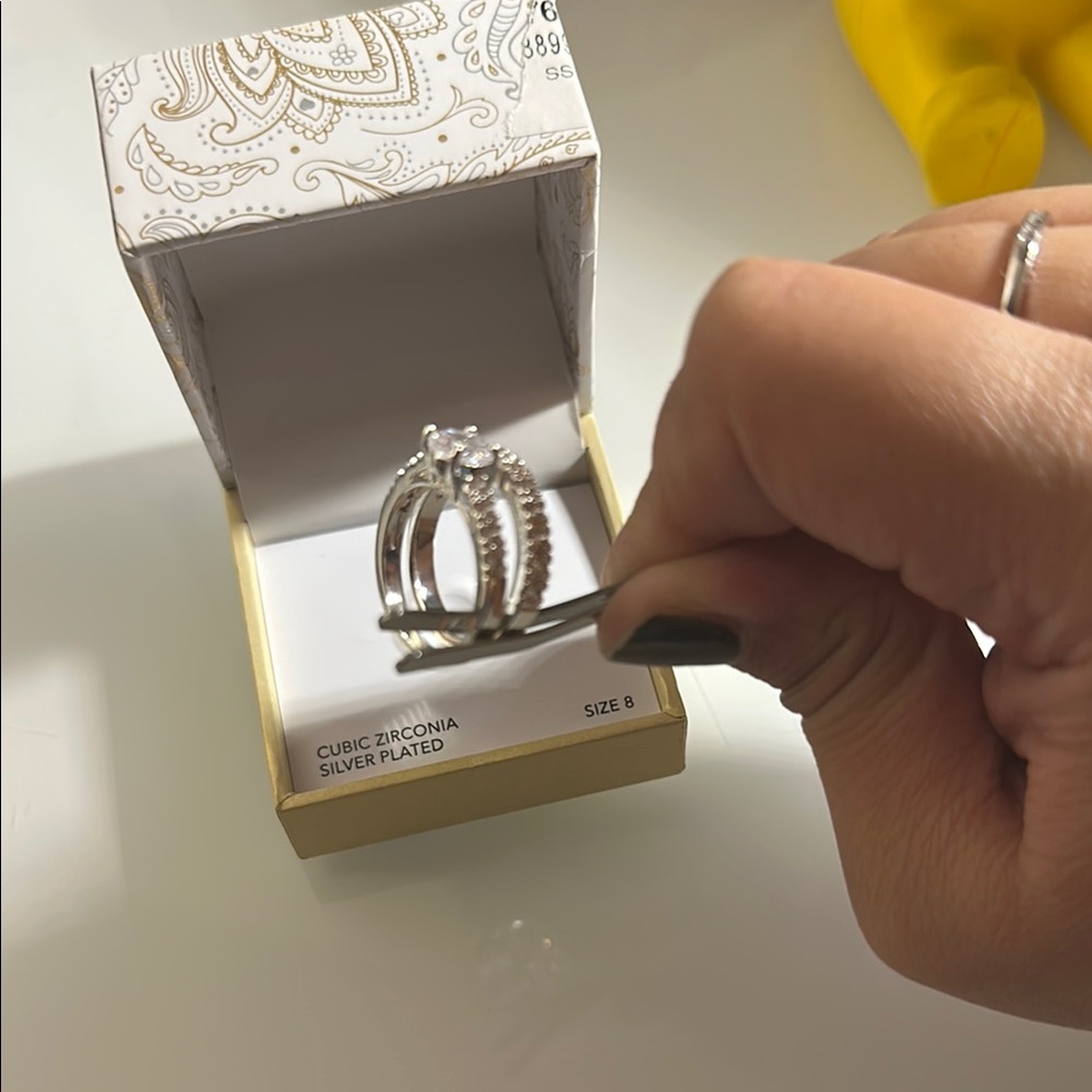 Charter Club Silver Plated Cubic Zirconia Ring Set - Picture 2 of 4